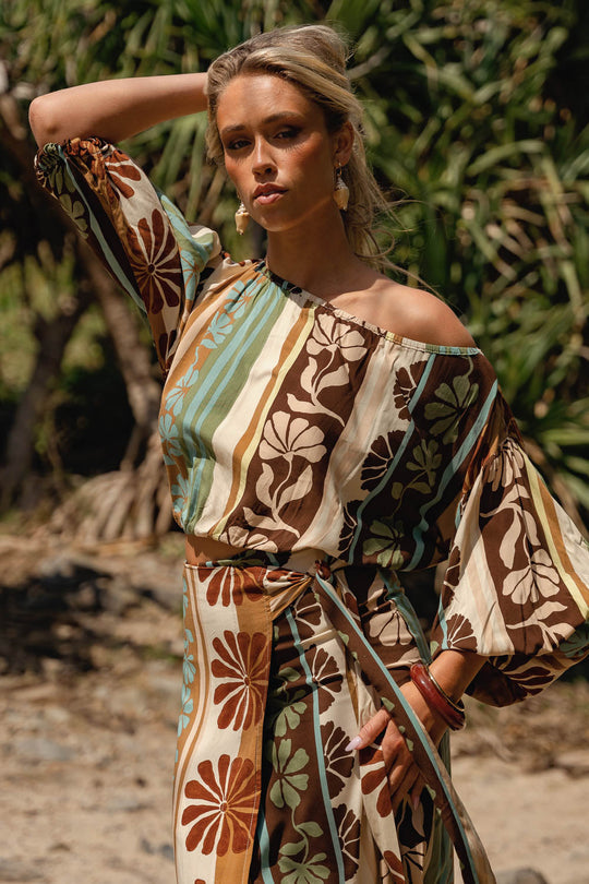 Jaase Elka Off Shoulder Top - Cacao Mist