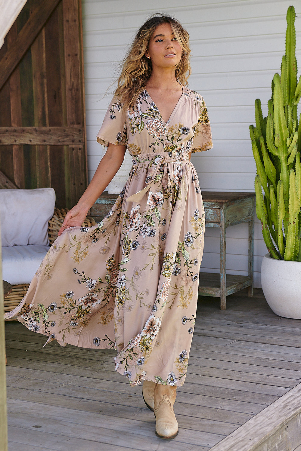 jaase maxi dress Lia | Peach Tea waist ribbing Color:Roseberry Dress My Wedding – 36x29