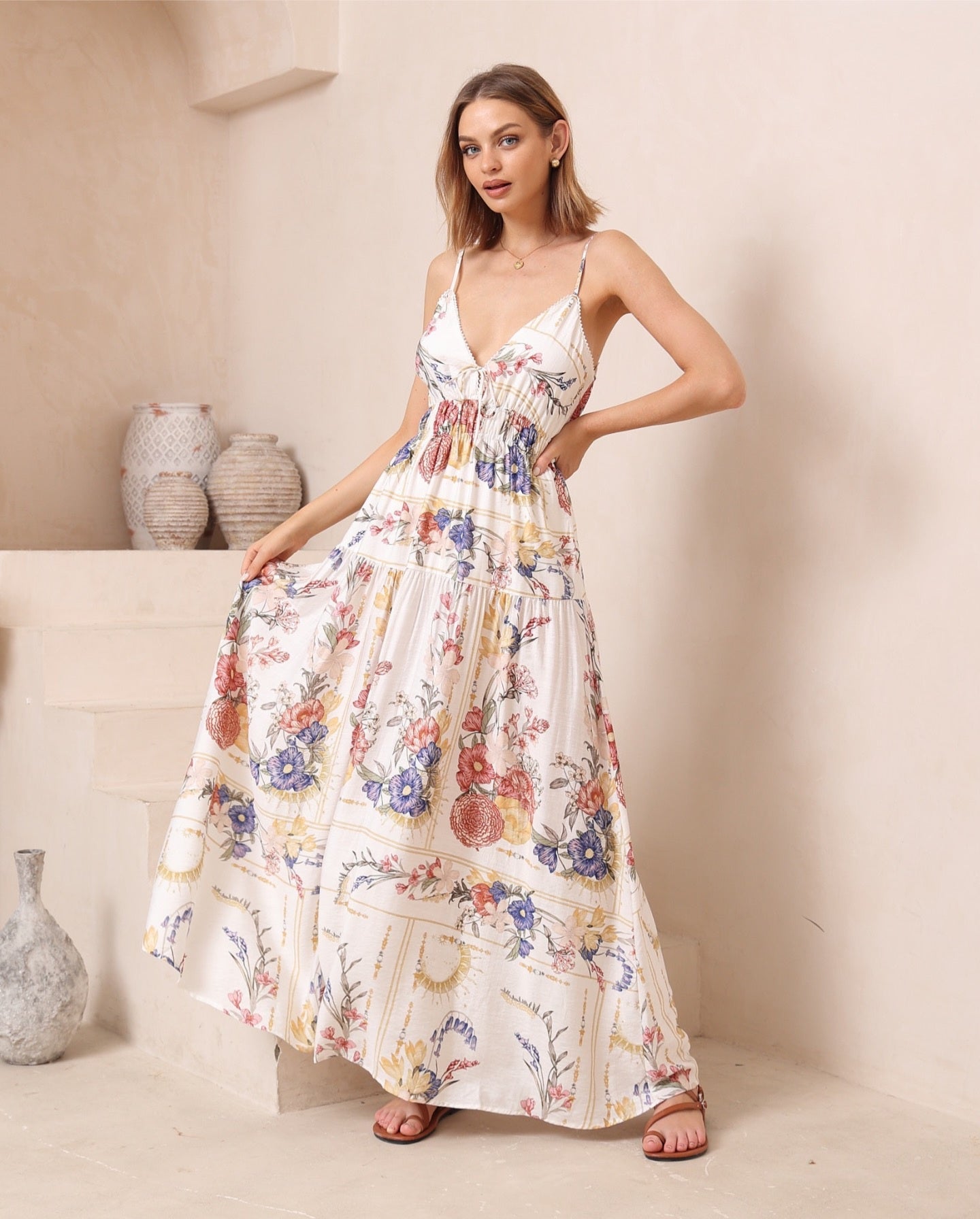 boho style maxi dresses australia Dreamcatcher Cherry Blossom Floral Maxi Dress main image 0