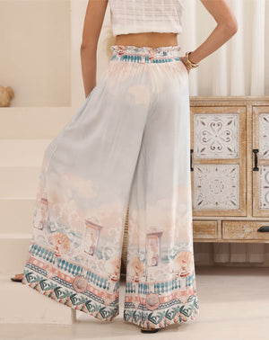 Iris Maxi Palazzo Pants with Drawstring Waist Wide Leg - Josephine