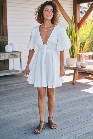 Ayana white cotton mini Ayana Cotton Mini Dress - Peppermint Collection Style House Fashion