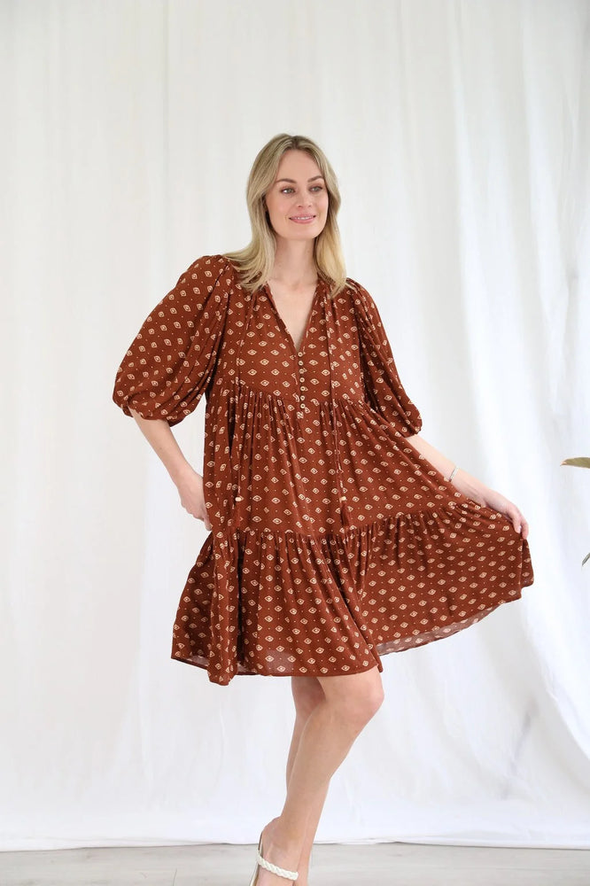
            
                Load image into Gallery viewer, Becca Mini Dress - Cacao Style House Fashion
            
        
