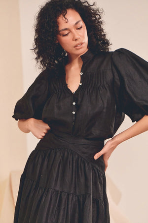 Black linen birdie blouse jaase statement Birdie Blouse Top - Black 'Linen' Collection Style House Fashion