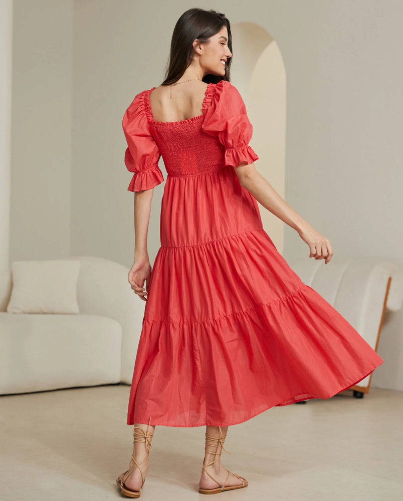 
            
                Load image into Gallery viewer, Charlotte Midi Dress - Ruby Red Style House Fashion
            
        