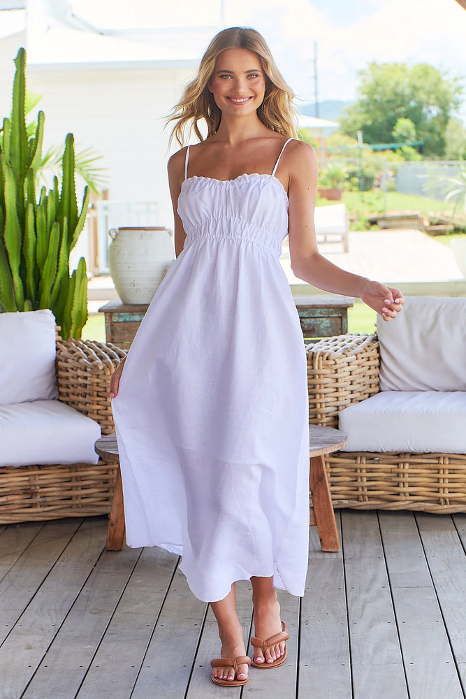 
            
                Load image into Gallery viewer, Cleo Maxi Dress - White Messina Linen Collection Statement By Jaase
            
        