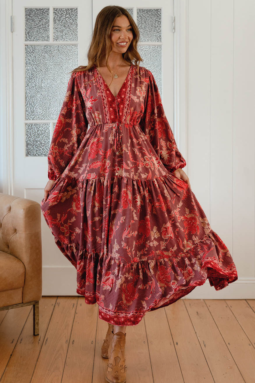 Jaase Teresa Maxi Dress Long Billowy Sleeve - Ziggy - Style House Fashion