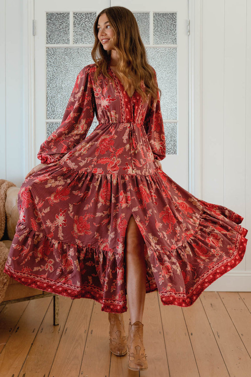 Jaase Teresa Maxi Dress Long Billowy Sleeve - Ziggy - Style House Fashion