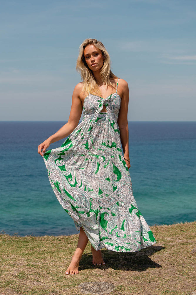 Jaase Bambi Maxi Dress with Adjustable Strap Shirred Back - Kashira
