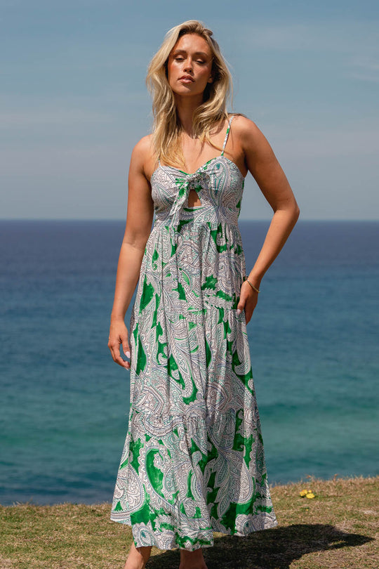 Jaase Bambi Maxi Dress with Adjustable Strap Shirred Back - Kashira