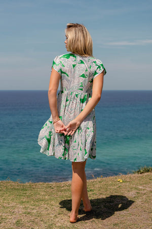 Jaase Rhys Mini Dress with Pockets V-Neck Flutter Sleeve - Kashira