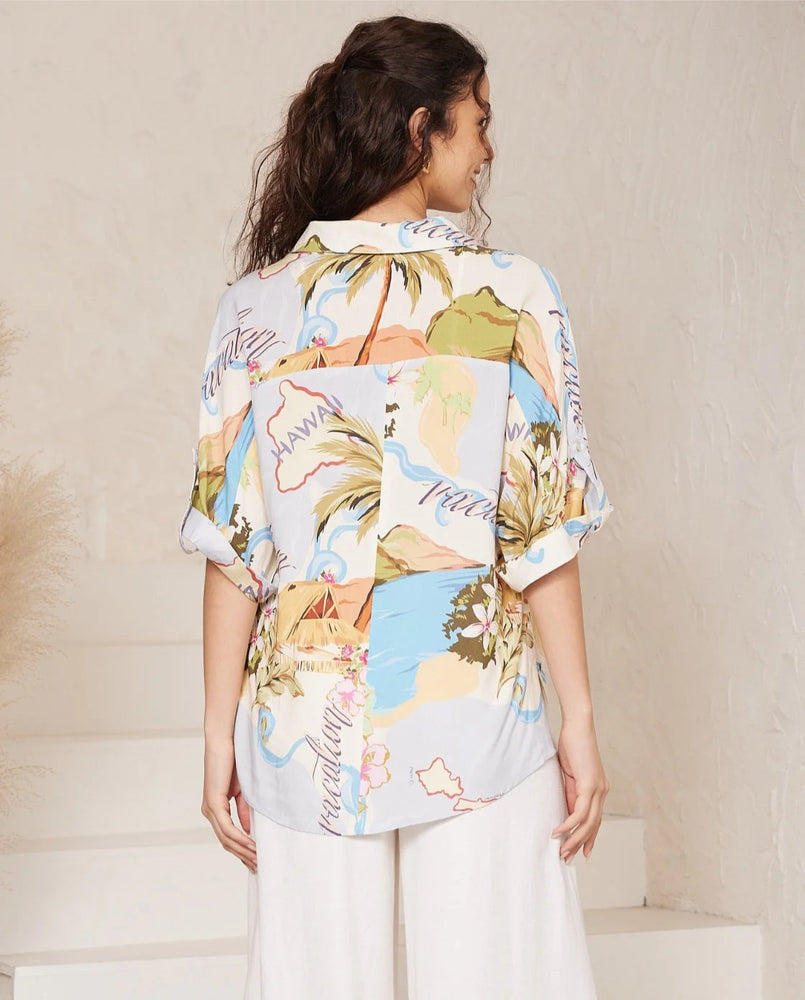 Elsie Shirt Blouse - Maui Iris Maxi