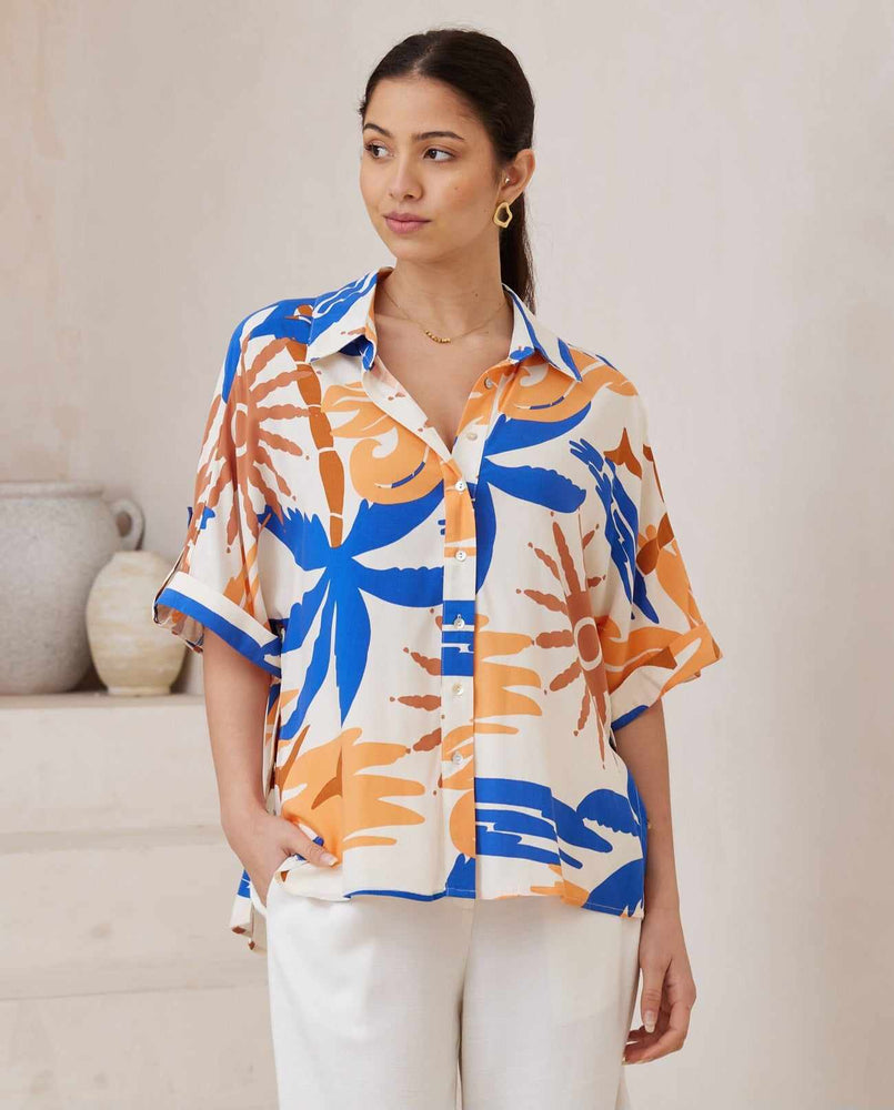 Elsie Shirt Blouse Top - Cosmic Sunset - Style House Fashion Iris Maxi