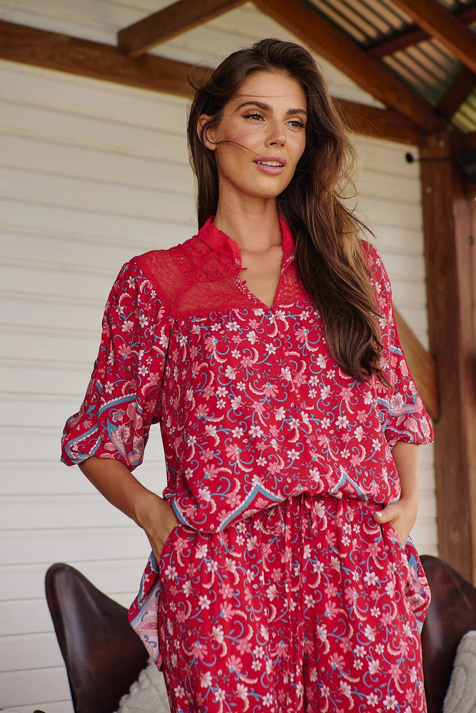 Florence Top Blouse - Ruby Rouge Collection Jaase