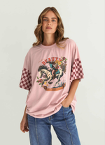 Paper Heart Saddle Up Beauty Slightly Oversized Vintage T-Shirt - Pink - Style House Fashion