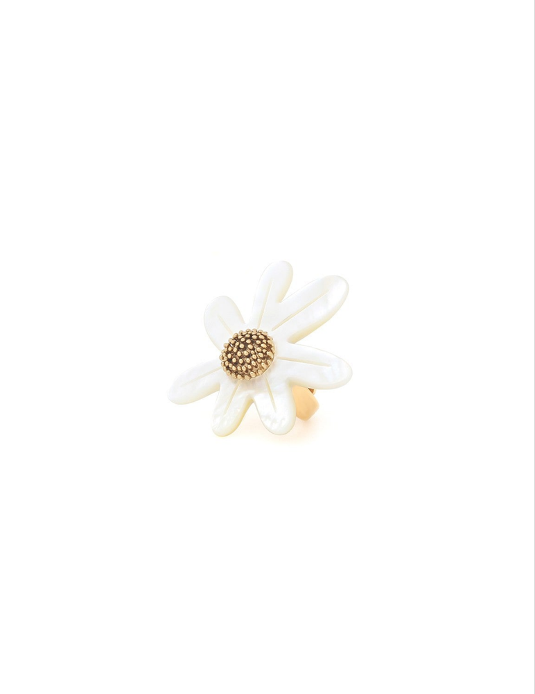 Franck Herval Marguerite Mother Of Pearl Shell Adjustable Statement Ring