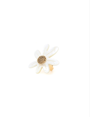 Franck Herval Marguerite Mother Of Pearl Shell Adjustable Statement Ring