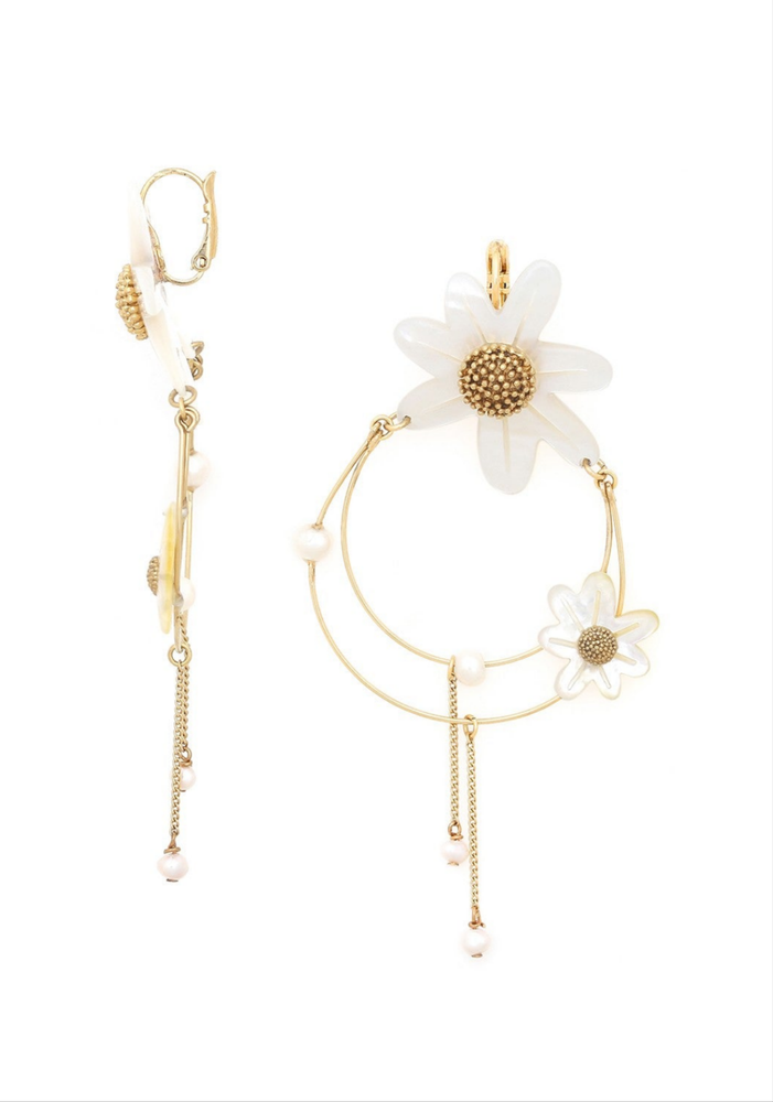 Franck Herval Marguerite Mother Of Pearl Shell Statement Earrings