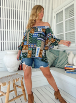 Jaase Clover Top Blouse with Off Shoulder Boho Sleeve - Emerald Cove - Style House Fashion Jaase