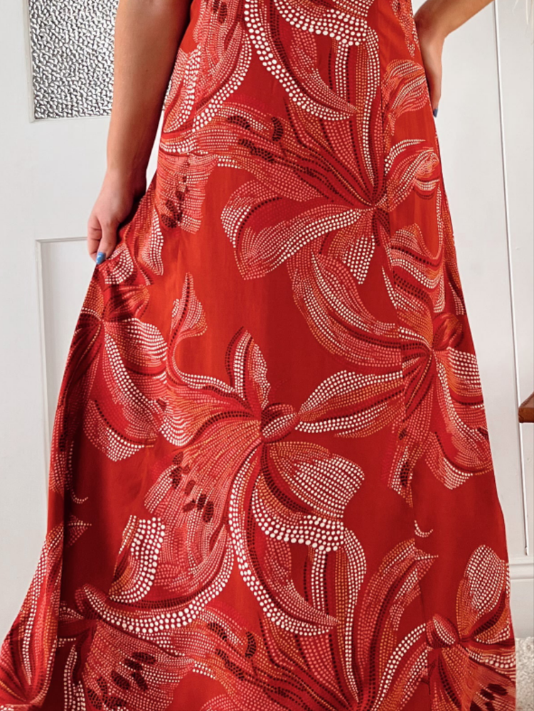 Jaase Kingsley Maxi Dress with Strapless Bodice A-line - Hibiscus