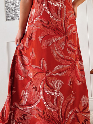 Jaase Kingsley Maxi Dress with Strapless Bodice A-line - Hibiscus