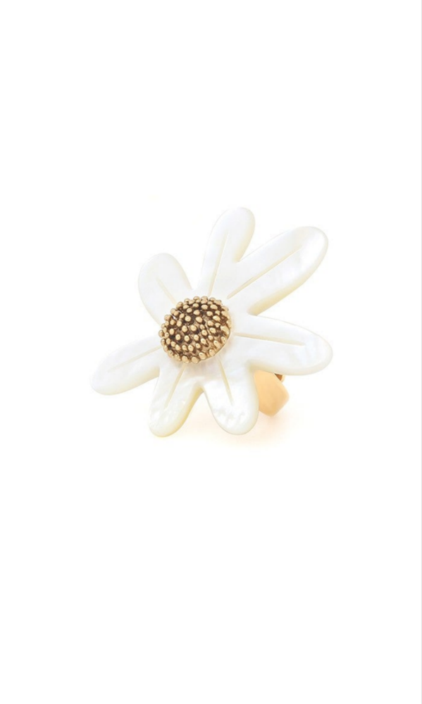 Franck Herval Marguerite Mother Of Pearl Shell Adjustable Statement Ring