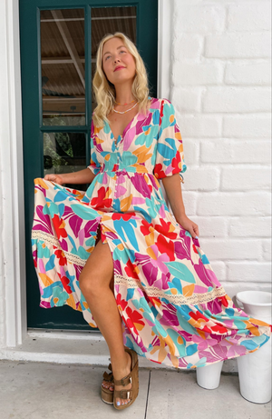 Jaase Molli Maxi Dress with Half Sleeve V Neck Pockets - Ohana - Style House Fashion Jaase Jaase