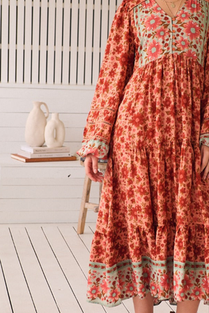 Jaase Eve Midi Dress with Long Billowy Sleeve - Lillianna - Style House Fashion Jaase Jaase