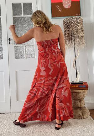 Jaase Kingsley Maxi Dress with Strapless Bodice A-line - Hibiscus