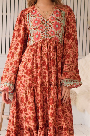 Jaase Eve Midi Dress with Long Billowy Sleeve - Lillianna - Style House Fashion Jaase Jaase
