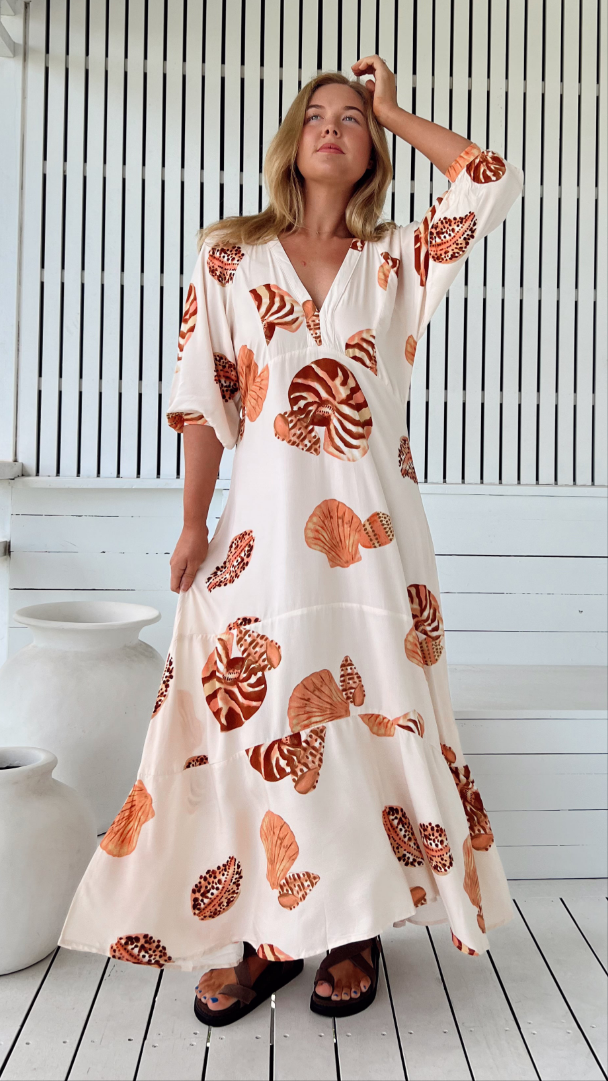 Jaase Maisie Maxi Dress with V Neck Drop Waist A Line Skirt - Marcel - Style House Fashion Jaase