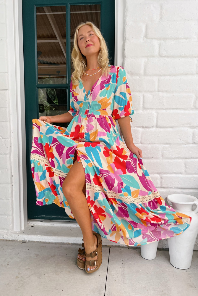 Jaase Molli Maxi Dress with Half Sleeve V Neck Pockets - Ohana - Style House Fashion Jaase Jaase