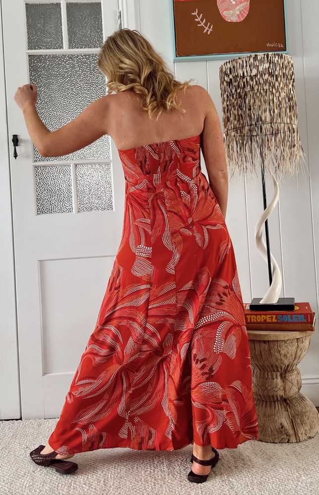 Jaase Kingsley Maxi Dress with Strapless Bodice A-line - Hibiscus