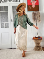 Jaase Montie Blouse with Mandarin Collar V-Neck - Viridian - Style House Fashion Jaase Jaase
