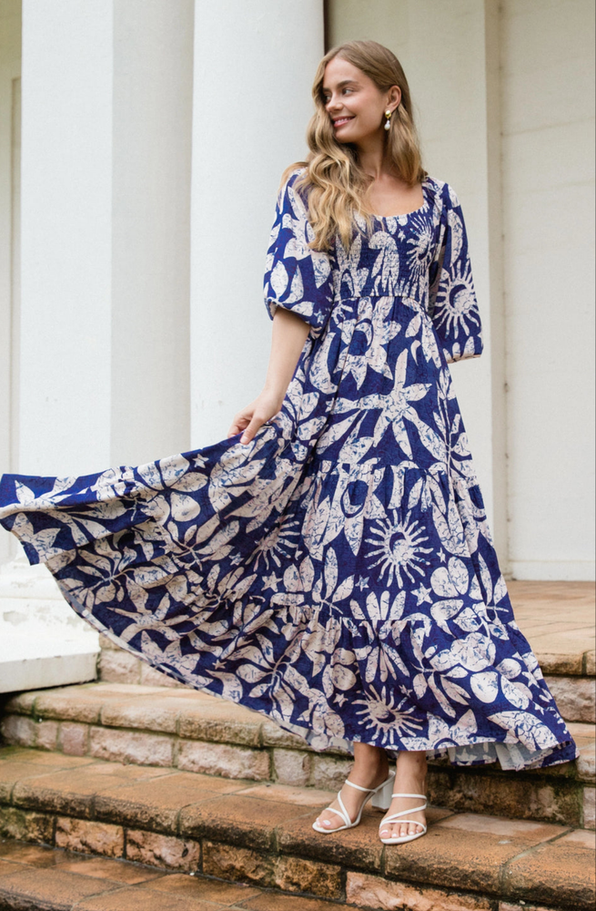 Label Of Love Moonshadow Maxi Dress With Shirred Bodice Puff Sleeve
