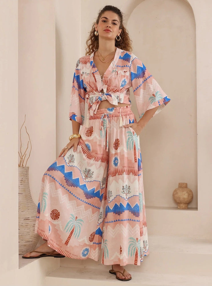 Iris Maxi Palazzo Pants with Drawstring Waist Wide Leg - Leia Iris Maxi