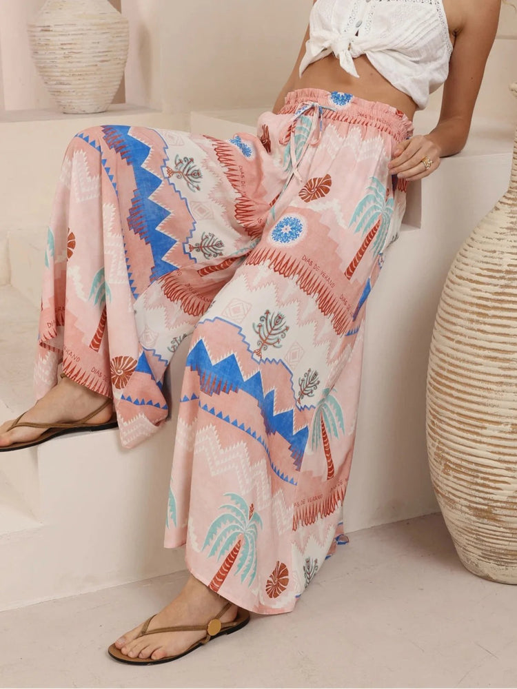 Iris Maxi Palazzo Pants with Drawstring Waist Wide Leg - Leia Iris Maxi