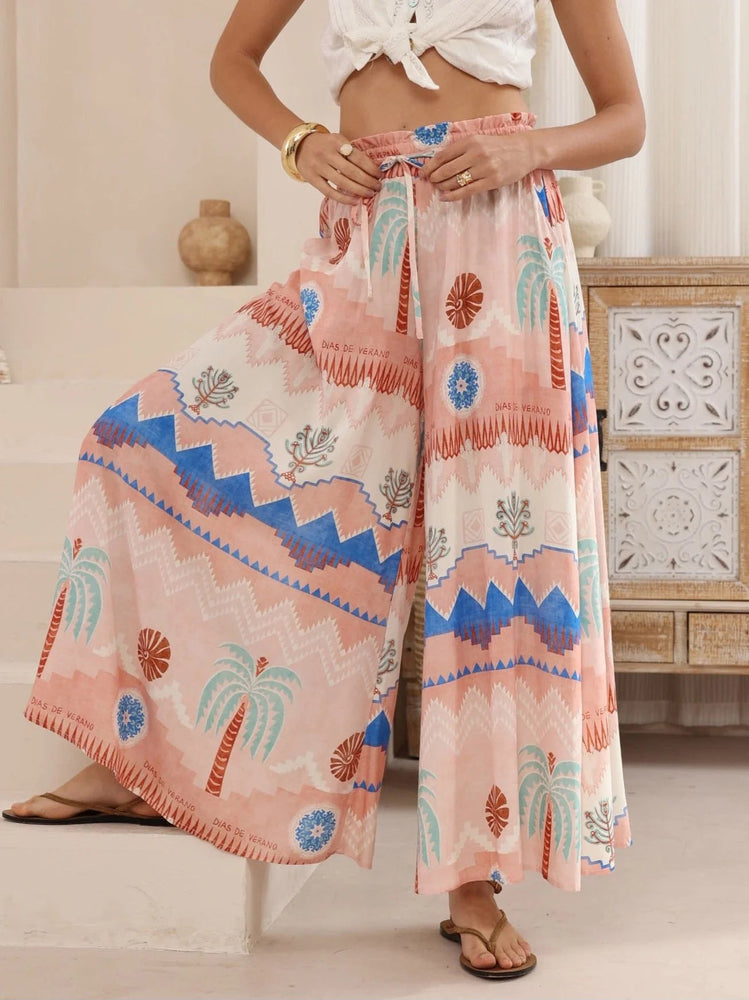 Iris Maxi Palazzo Pants with Drawstring Waist Wide Leg - Leia Iris Maxi