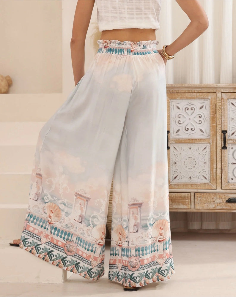 Iris Maxi Palazzo Pants with Drawstring Waist Wide Leg - Lorraine Iris Maxi