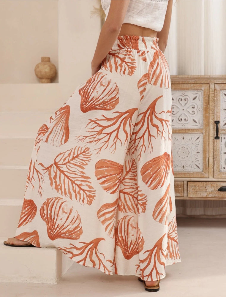 Iris Maxi Palazzo Pants with Drawstring Waist Wide Leg - Shells Iris Maxi