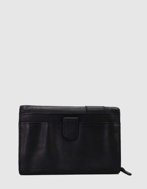Ishani Genuine Leather Clutch Wallet - Black Kompanero