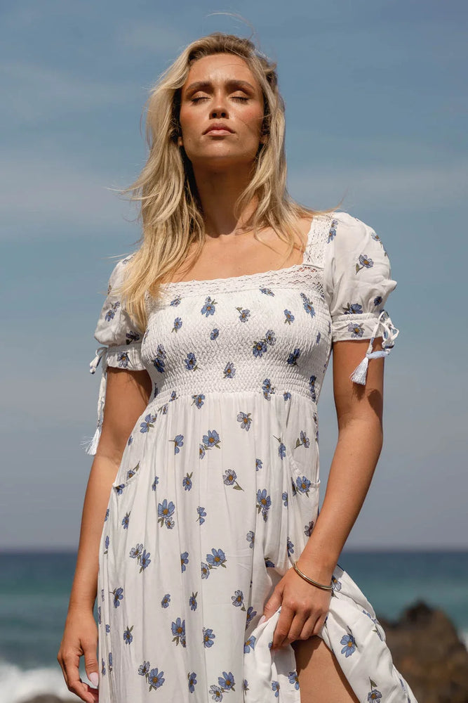 Jaase Lottis Maxi Dress with Puff Elastic Sleeve - Juneberry Jaase