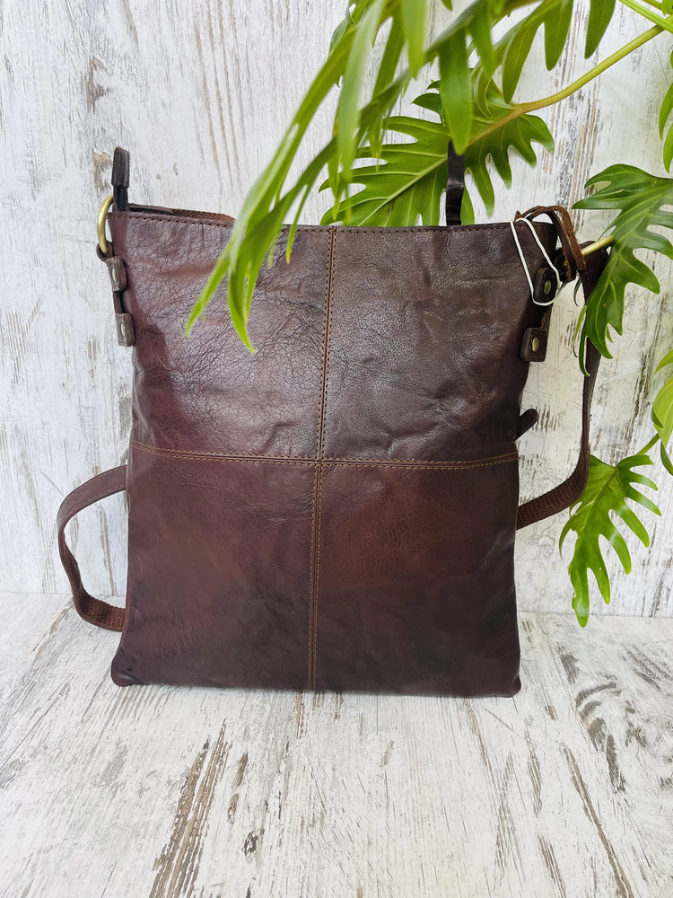 Kate Leather Crossbody Bag - Brown Rugged Hide by Oran Leather