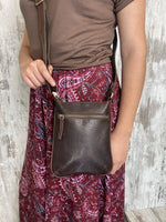 Kimberly Leather Crossbody Sling Bag - Brown Rugged Hide by Oran Leather