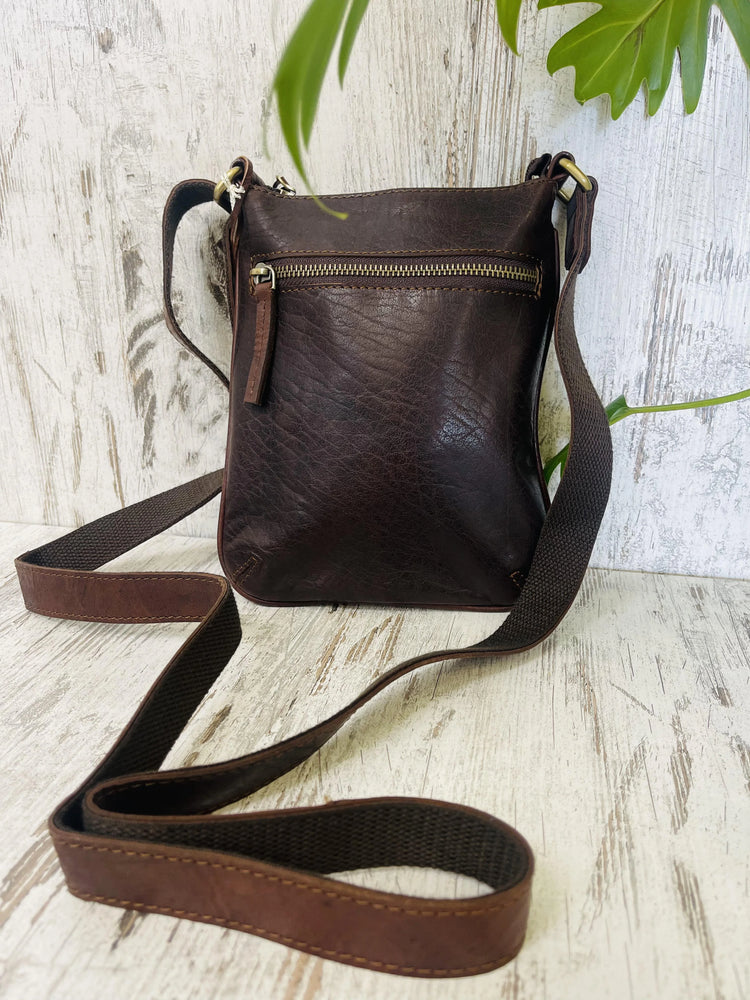 
            
                Load image into Gallery viewer, Kimberly Leather Crossbody Sling Bag - Brown Rugged Hide by Oran Leather
            
        