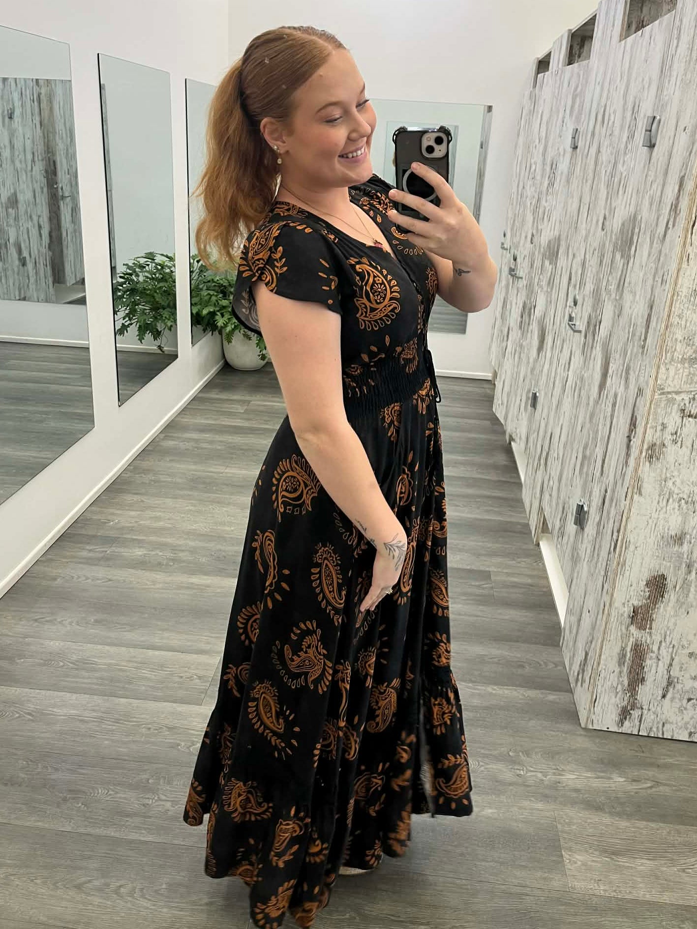 Jaase Romi Maxi Dress With Shirred Waist Shell Sleeve Buttoned Pockets - Milan - Style House Fashion Jaase