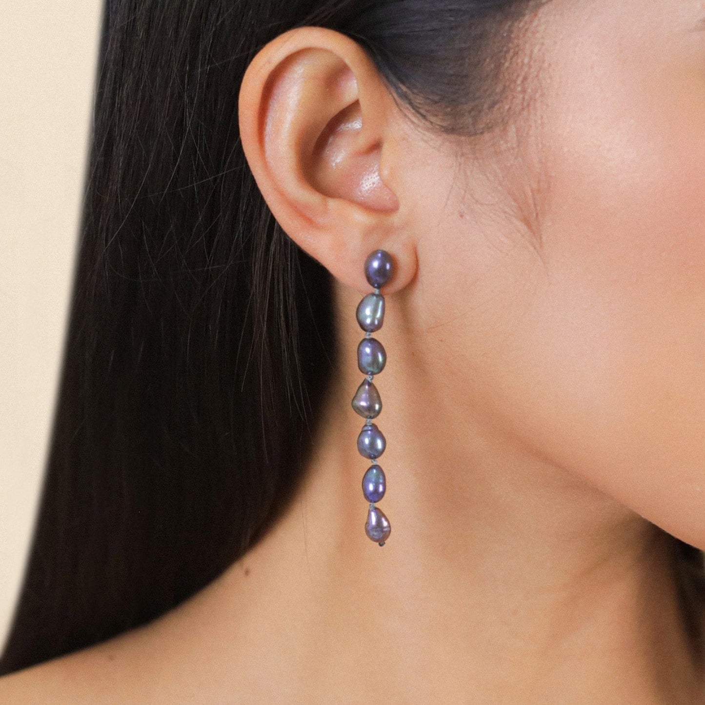 Nature Bijoux LONG POST EARRINGS WITH AMAZONITE BEAD-  Pebble Beach (Copy) Nature Bijoux