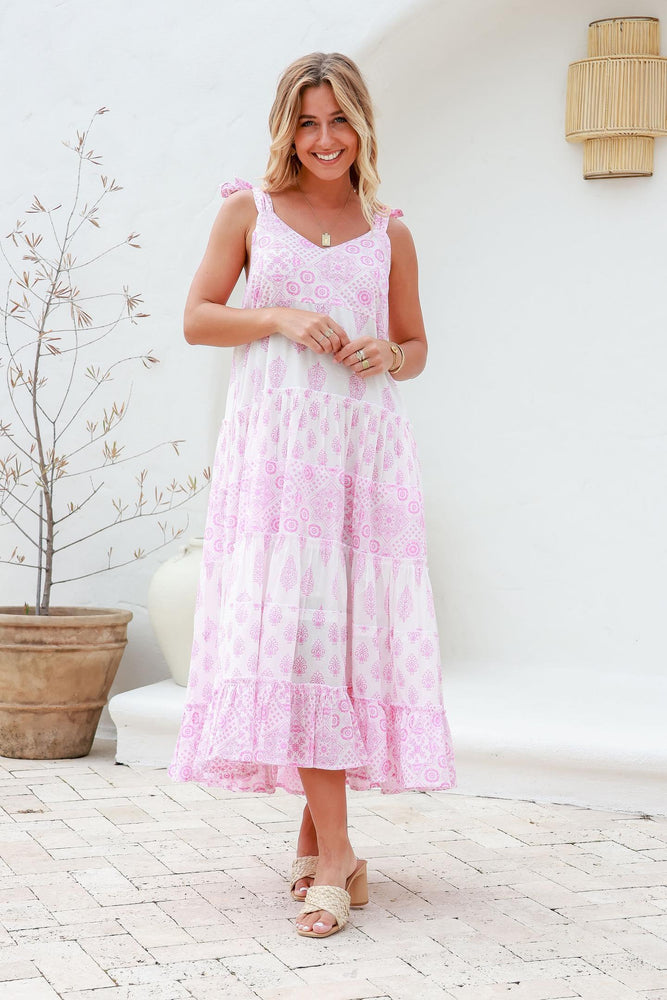 Pastel Pink Cotton Midi Dress - Style House Fashion Joop and Gypsy