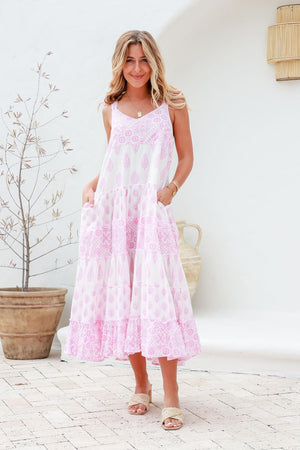 Pastel Pink Cotton Midi Dress - Style House Fashion Joop and Gypsy