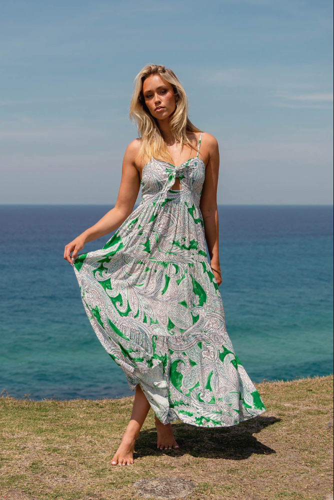 Jaase Bambi Maxi Dress with Adjustable Strap Shirred Back - Kashira