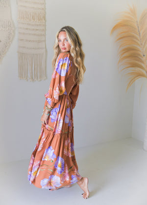 Jaase Tulli Midi Dress with Shirred Bodice Pockets Puff Sleeve - Amara Bloom - Style House Fashion Jaase Jaase